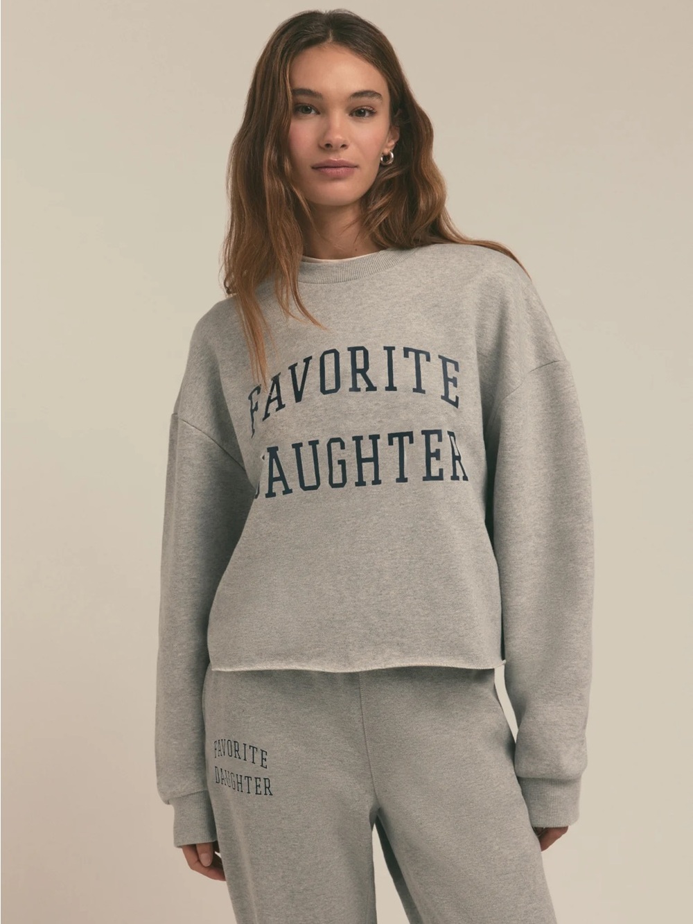 Favorite Daughter Collegiate Cropped Crewneck Sweatshirt Size L